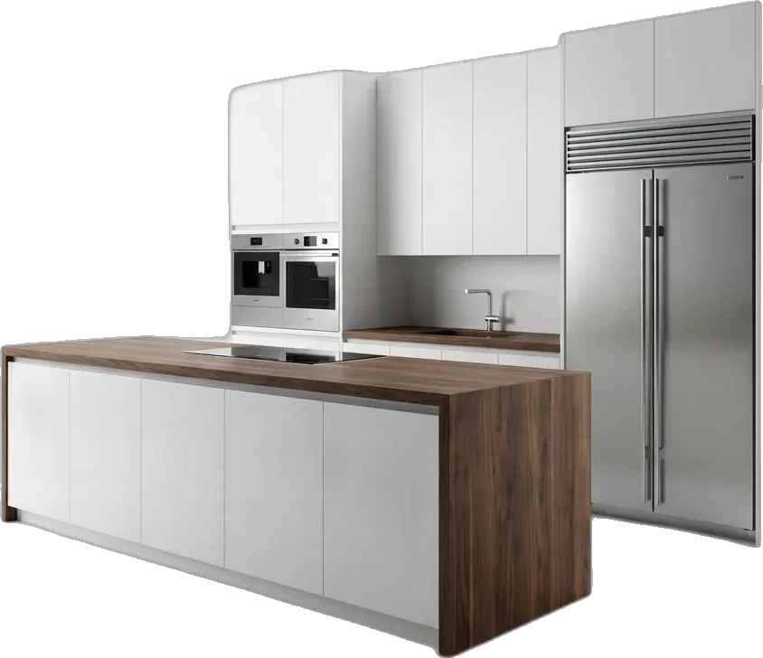 Modern island kitchen designed by Homeplex